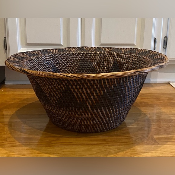 Large Handwoven Rattan Wicker Flare Basket Boho Home Decor - Picture 2 of 16